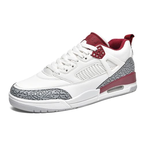Sneaker Herren Damen Retro Skateboardschuhe Turnschuhe Laufschuhe mit Luftpolster Walkingschuhe Studenten Anti-Rutsch Leichter Basketballschuhe Jungen Mädchen modisch Sportschuhe (40,Weiß Rot-1) von clofab