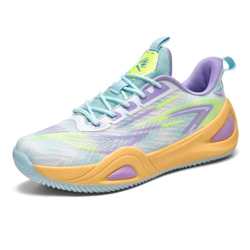 Sneaker Herren Damen Retro Skateboardschuhe Turnschuhe Laufschuhe mit Luftpolster Walkingschuhe Studenten Anti-Rutsch Leichter Basketballschuhe Jungen Mädchen modisch Sportschuhe (Weiß Blau,37) von clofab