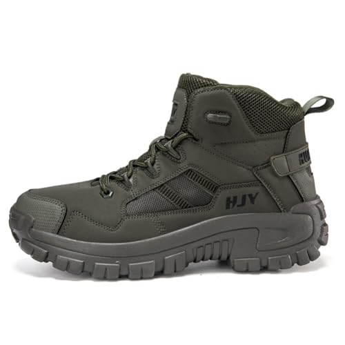 Wanderschuhe Herren Trekkingschuhe Bergschuhe Leichte Outdoor Trekkingschuhe Knöchel Schuhe Herren Sneaker Wandern Ultralight Sportschuhe für Camping Angeln Radfahren Rucksackreisen (Khakigrün,44) von clofab