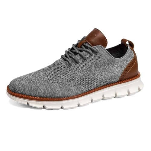 clofab Anzugschuhe Herren Oxfords Schuhe Business Mesh Stoff Sneaker Atmungsaktiv Sportschuhe Schnürschuhe Walkingschuhe Komfortabel Moderne Klassische Formale (43,Graue-1) von clofab