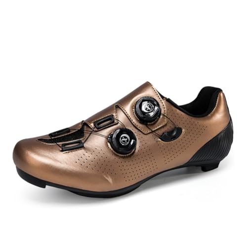 clofab Fahrradschuhe Herren Damen Rennrad Schuhe Schwarz Radsport Schuhe SPD/SPD-SL/Look Delta Klicksystem Kompatibel mit Peloton & Kompatible Installation Reitschuhe Weiß (Braun(Road),40) von clofab