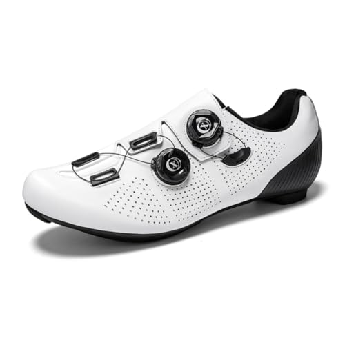 clofab Fahrradschuhe Herren Damen Rennrad Schuhe Schwarz Radsport Schuhe SPD/SPD-SL/Look Delta Klicksystem Kompatibel mit Peloton & Kompatible Installation Reitschuhe Weiß (Weiß(Road),39) von clofab
