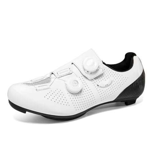 clofab Fahrradschuhe Herren Damen Rennrad Schuhe Schwarz Radsport Schuhe SPD/SPD-SL/Look Delta Klicksystem Kompatibel mit Peloton & Kompatible Installation Reitschuhe Weiß (Weiß-1(Road),45) von clofab