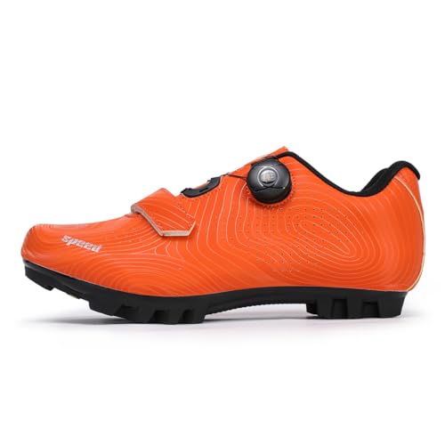 clofab Fahrradschuhe SPD SPD-SL Rennrad Schuhe Herren Damen Radsport Schuhe Mountainbike & Straße Rotation Fahrradschuhe Kompatibel Delta/KEO Peloton Indoor und Outdoor (39,Orange(Mount)) von clofab