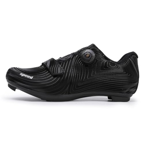 clofab Fahrradschuhe SPD SPD-SL Rennrad Schuhe Herren Damen Radsport Schuhe Mountainbike & Straße Rotation Fahrradschuhe Kompatibel Delta/KEO Peloton Indoor und Outdoor (43,Schwarz(Road)) von clofab