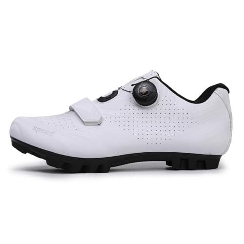 clofab Fahrradschuhe SPD SPD-SL Rennrad Schuhe Herren Damen Radsport Schuhe Mountainbike & Straße Rotation Fahrradschuhe Kompatibel Delta/KEO Peloton Indoor und Outdoor (46,Weiß(Mount)) von clofab