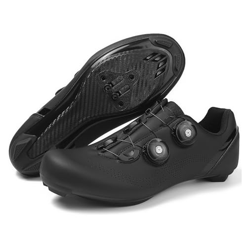 clofab Fahrradschuhe SPD SPD-SL Rennrad Schuhe Herren Damen Radsport Schuhe Mountainbike & Straße Rotation Fahrradschuhe Kompatibel Delta/KEO Peloton Indoor und Outdoor (Schwarz(Road),38) von clofab