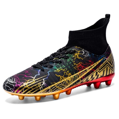 clofab Fussballschuhe Damen Herren Kunstrasen Turf Fußballschuhe Jugend Hallenschuhe Ground Outdoor Sportschuhe Für AG FG Fußball Trainingsschuhe (Schwarz/AG,38) von clofab