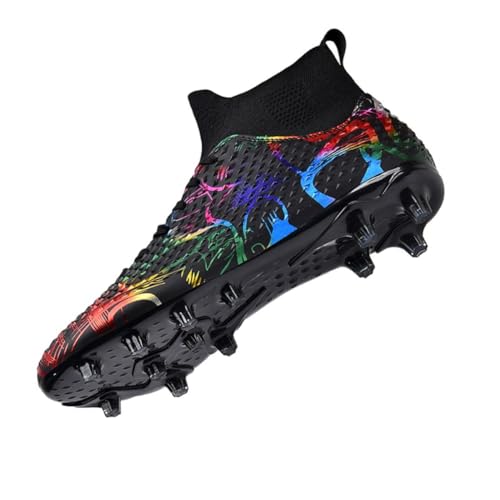 clofab Fussballschuhe Damen Herren Kunstrasen Turf Fußballschuhe Jugend Hallenschuhe Ground Outdoor Sportschuhe Für AG FG Fußball Trainingsschuhe (46,Schwarz/AG-1) von clofab