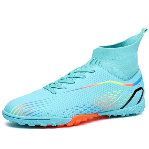 clofab Fussballschuhe Damen Herren Kunstrasen Turf Fußballschuhe Jugend Hallenschuhe Ground Outdoor Sportschuhe Für AG FG TF Fußball Trainingsschuhe (33,Blau/TF) von clofab