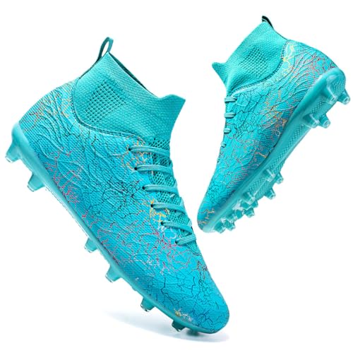 clofab Fussballschuhe Damen Herren Kunstrasen Turf Fußballschuhe Jugend Hallenschuhe Ground Outdoor Sportschuhe Für AG FG TF Fußball Trainingsschuhe (34,Blau/AG) von clofab