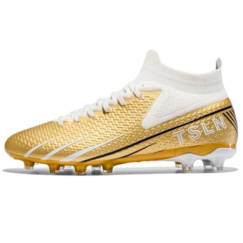 clofab Fussballschuhe Damen Herren Kunstrasen Turf Fußballschuhe Jugend Hallenschuhe Ground Outdoor Sportschuhe Für AG FG TF Fußball Trainingsschuhe (35,Goldene/AG) von clofab