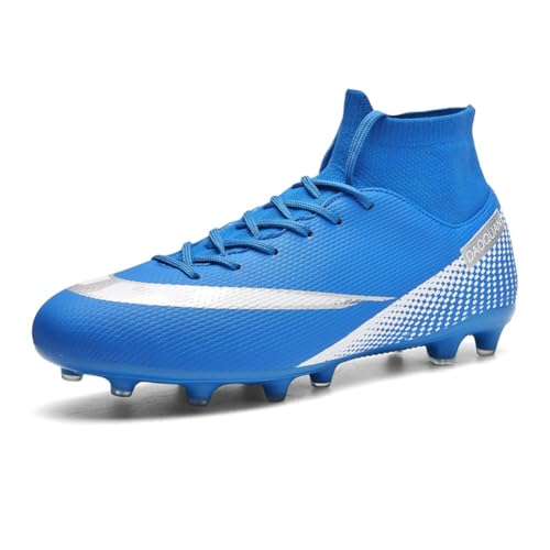 clofab Fussballschuhe Damen Herren Kunstrasen Turf Fußballschuhe Jugend Hallenschuhe Ground Outdoor Sportschuhe Für AG FG TF Fußball Trainingsschuhe (36,Blau/AG) von clofab
