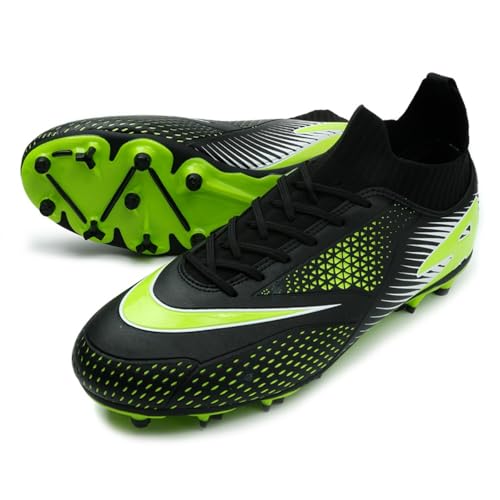 clofab Fussballschuhe Damen Herren Kunstrasen Turf Fußballschuhe Jugend Hallenschuhe Ground Outdoor Sportschuhe Für AG FG TF Fußball Trainingsschuhe (36,Schwarz/AG) von clofab