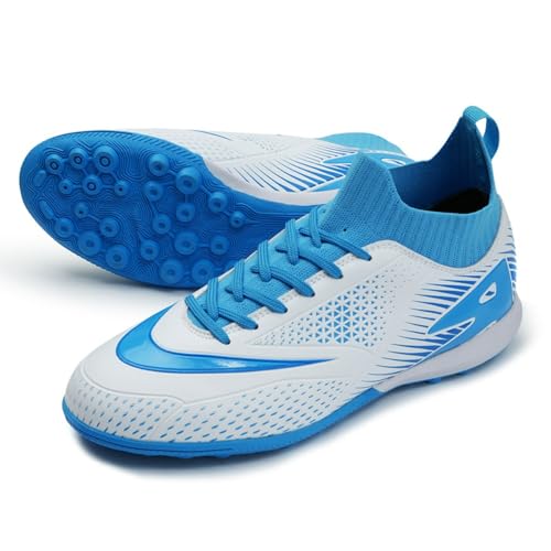 clofab Fussballschuhe Damen Herren Kunstrasen Turf Fußballschuhe Jugend Hallenschuhe Ground Outdoor Sportschuhe Für AG FG TF Fußball Trainingsschuhe (37,Weiß/TF) von clofab
