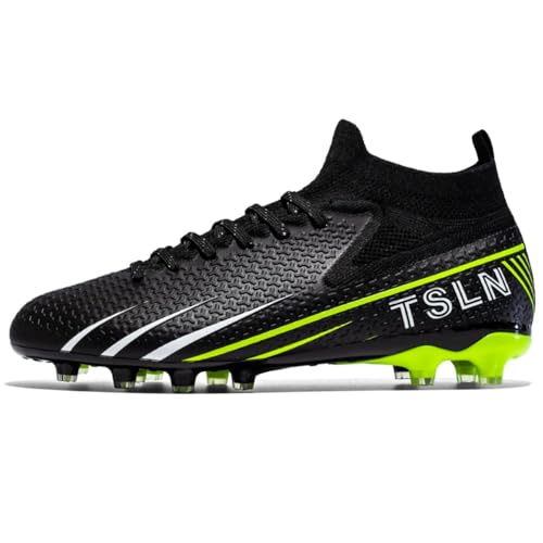 clofab Fussballschuhe Damen Herren Kunstrasen Turf Fußballschuhe Jugend Hallenschuhe Ground Outdoor Sportschuhe Für AG FG TF Fußball Trainingsschuhe (38,Schwarz/AG) von clofab