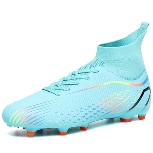 clofab Fussballschuhe Damen Herren Kunstrasen Turf Fußballschuhe Jugend Hallenschuhe Ground Outdoor Sportschuhe Für AG FG TF Fußball Trainingsschuhe (40,Blau/AG) von clofab