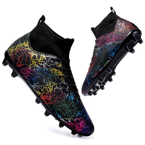 clofab Fussballschuhe Damen Herren Kunstrasen Turf Fußballschuhe Jugend Hallenschuhe Ground Outdoor Sportschuhe Für AG FG TF Fußball Trainingsschuhe (40,Schwarz/AG) von clofab