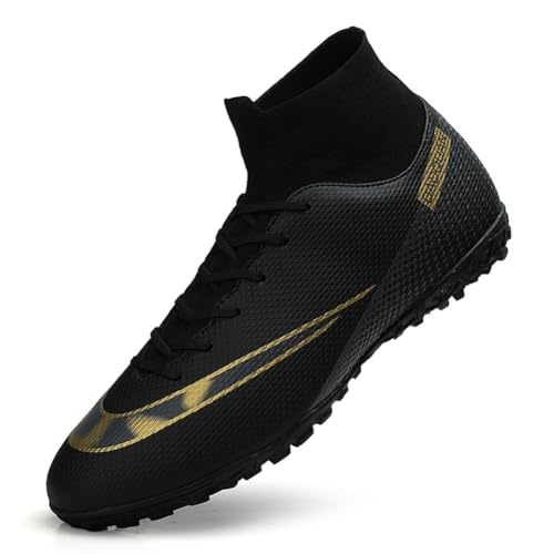 clofab Fussballschuhe Damen Herren Kunstrasen Turf Fußballschuhe Jugend Hallenschuhe Ground Outdoor Sportschuhe Für AG FG TF Fußball Trainingsschuhe (41,Schwarz/TF) von clofab