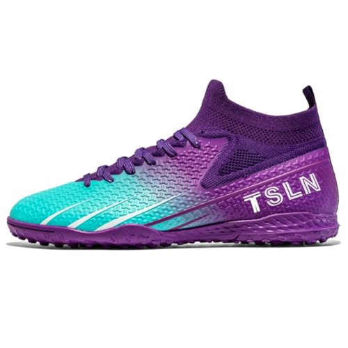 clofab Fussballschuhe Damen Herren Kunstrasen Turf Fußballschuhe Jugend Hallenschuhe Ground Outdoor Sportschuhe Für AG FG TF Fußball Trainingsschuhe (42,Blau Violett/TF) von clofab