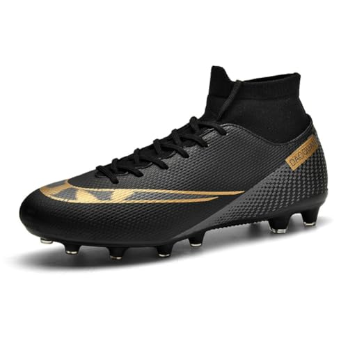 clofab Fussballschuhe Damen Herren Kunstrasen Turf Fußballschuhe Jugend Hallenschuhe Ground Outdoor Sportschuhe Für AG FG TF Fußball Trainingsschuhe (42,Schwarz/AG) von clofab
