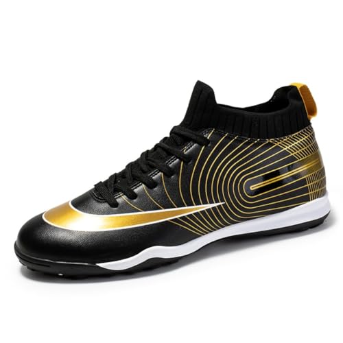 clofab Fussballschuhe Damen Herren Kunstrasen Turf Fußballschuhe Jugend Hallenschuhe Ground Outdoor Sportschuhe Für AG FG TF Fußball Trainingsschuhe (42,Schwarz/TF) von clofab