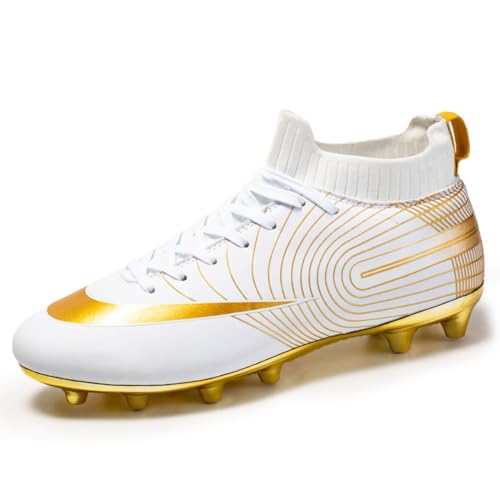 clofab Fussballschuhe Damen Herren Kunstrasen Turf Fußballschuhe Jugend Hallenschuhe Ground Outdoor Sportschuhe Für AG FG TF Fußball Trainingsschuhe (43,Weiß/AG) von clofab