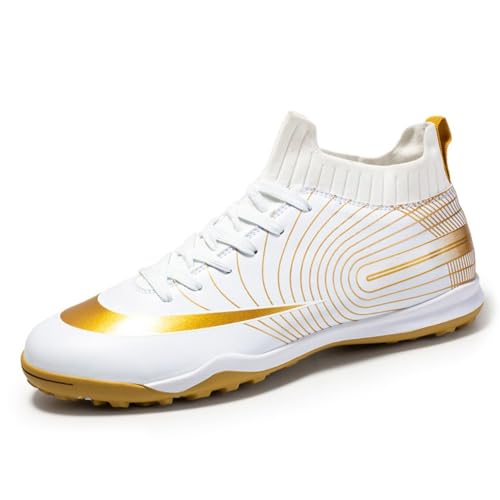 clofab Fussballschuhe Damen Herren Kunstrasen Turf Fußballschuhe Jugend Hallenschuhe Ground Outdoor Sportschuhe Für AG FG TF Fußball Trainingsschuhe (43,Weiß/TF) von clofab