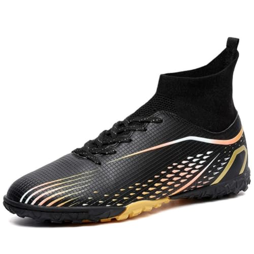 clofab Fussballschuhe Damen Herren Kunstrasen Turf Fußballschuhe Jugend Hallenschuhe Ground Outdoor Sportschuhe Für AG FG TF Fußball Trainingsschuhe (45,Schwarz/TF) von clofab