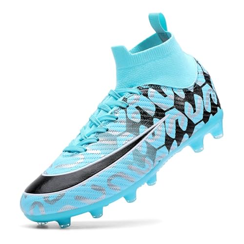 clofab Fussballschuhe Damen Herren Kunstrasen Turf Fußballschuhe Jugend Hallenschuhe Ground Outdoor Sportschuhe Für AG FG TF Fußball Trainingsschuhe (Blau/AG,35) von clofab