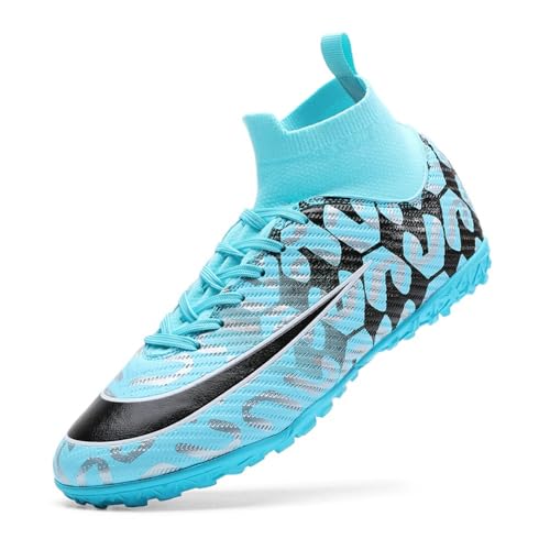 clofab Fussballschuhe Damen Herren Kunstrasen Turf Fußballschuhe Jugend Hallenschuhe Ground Outdoor Sportschuhe Für AG FG TF Fußball Trainingsschuhe (Blau/TF,42) von clofab