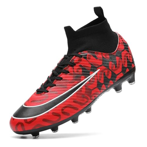 clofab Fussballschuhe Damen Herren Kunstrasen Turf Fußballschuhe Jugend Hallenschuhe Ground Outdoor Sportschuhe Für AG FG TF Fußball Trainingsschuhe (Rot/AG,37) von clofab