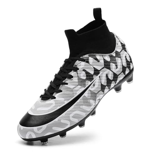 clofab Fussballschuhe Damen Herren Kunstrasen Turf Fußballschuhe Jugend Hallenschuhe Ground Outdoor Sportschuhe Für AG FG TF Fußball Trainingsschuhe (Schwarz/AG,43) von clofab