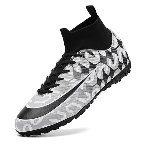 clofab Fussballschuhe Damen Herren Kunstrasen Turf Fußballschuhe Jugend Hallenschuhe Ground Outdoor Sportschuhe Für AG FG TF Fußball Trainingsschuhe (Schwarz/TF,47) von clofab