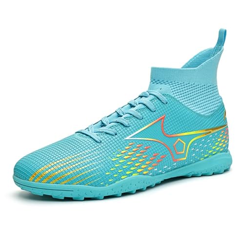 clofab Fussballschuhe Damen Herren Kunstrasen Turf Fußballschuhe Jugend Hallenschuhe Ground Outdoor Sportschuhe Für TF Fußball Trainingsschuhe (41,Blau/TF) von clofab