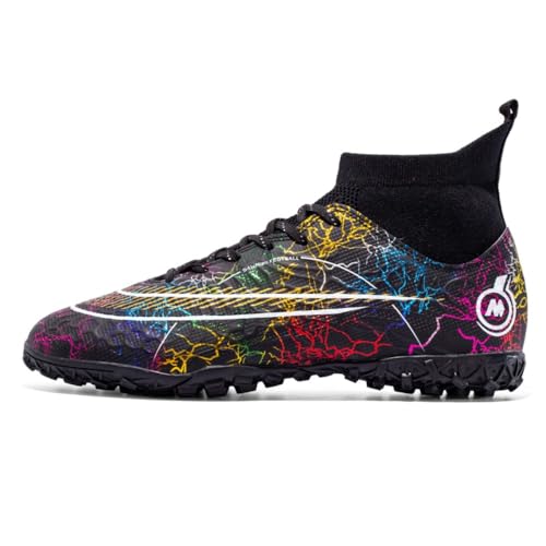 clofab Fussballschuhe Herren Damen Kunstrasen Turf Fußballschuhe Jugend Hallenschuhe Ground Outdoor Sportschuhe Für AG FG TF Fußball Trainingsschuhe (33,Schwarz/TF-2) von clofab