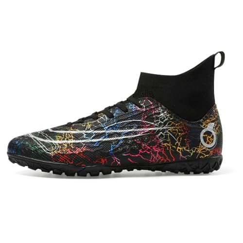 clofab Fussballschuhe Herren Damen Kunstrasen Turf Fußballschuhe Jugend Hallenschuhe Ground Outdoor Sportschuhe Für AG FG TF Fußball Trainingsschuhe (34,Schwarz/TF-1) von clofab