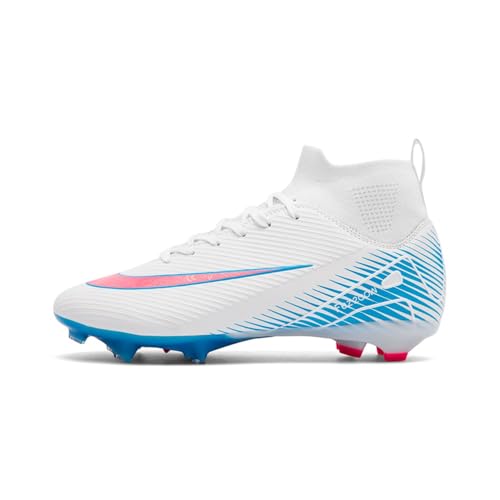 clofab Fussballschuhe Herren Damen Kunstrasen Turf Fußballschuhe Jugend Hallenschuhe Ground Outdoor Sportschuhe Für AG FG TF Fußball Trainingsschuhe (34,Weiß/AG) von clofab