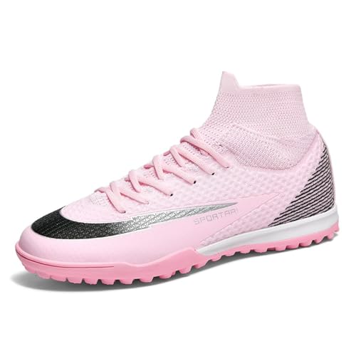 clofab Fussballschuhe Herren Damen Kunstrasen Turf Fußballschuhe Jugend Hallenschuhe Ground Outdoor Sportschuhe Für AG FG TF Fußball Trainingsschuhe (39,Rosa/TF) von clofab