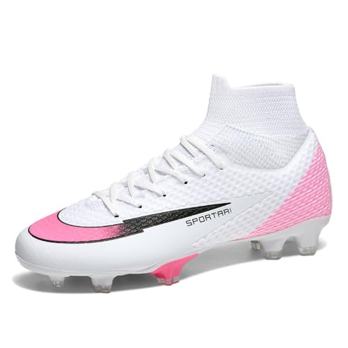 clofab Fussballschuhe Herren Damen Kunstrasen Turf Fußballschuhe Jugend Hallenschuhe Ground Outdoor Sportschuhe Für AG FG TF Fußball Trainingsschuhe (39,Weiß/AG) von clofab