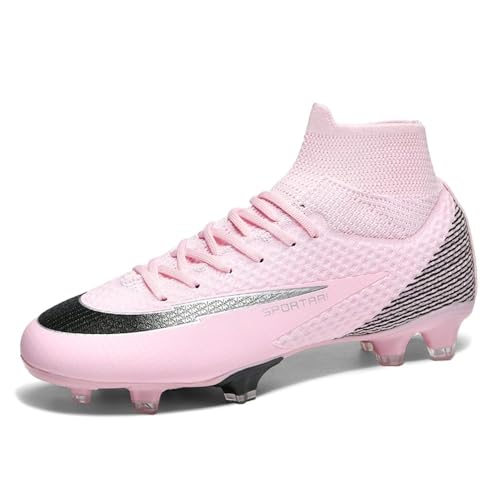 clofab Fussballschuhe Herren Damen Kunstrasen Turf Fußballschuhe Jugend Hallenschuhe Ground Outdoor Sportschuhe Für AG FG TF Fußball Trainingsschuhe (43,Rosa/AG) von clofab