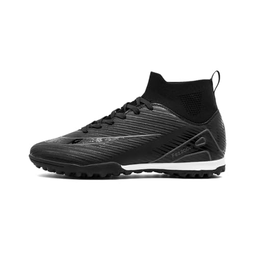 clofab Fussballschuhe Herren Damen Kunstrasen Turf Fußballschuhe Jugend Hallenschuhe Ground Outdoor Sportschuhe Für AG FG TF Fußball Trainingsschuhe (43,Schwarz/TF) von clofab