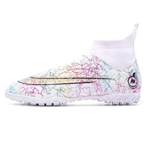 clofab Fussballschuhe Herren Damen Kunstrasen Turf Fußballschuhe Jugend Hallenschuhe Ground Outdoor Sportschuhe Für AG FG TF Fußball Trainingsschuhe (43,Weiß/TF-2) von clofab