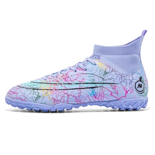 clofab Fussballschuhe Herren Damen Kunstrasen Turf Fußballschuhe Jugend Hallenschuhe Ground Outdoor Sportschuhe Für AG FG TF Fußball Trainingsschuhe (45,Violett/TF-2) von clofab