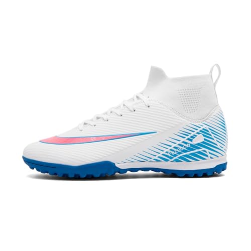 clofab Fussballschuhe Herren Damen Kunstrasen Turf Fußballschuhe Jugend Hallenschuhe Ground Outdoor Sportschuhe Für AG FG TF Fußball Trainingsschuhe (46,Weiß/TF) von clofab