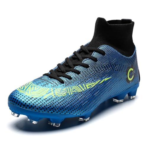 clofab Fussballschuhe Herren Damen Kunstrasen Turf Fußballschuhe Jugend Hallenschuhe Ground Outdoor Sportschuhe Für AG FG TF Fußball Trainingsschuhe (Blau/AG,36) von clofab