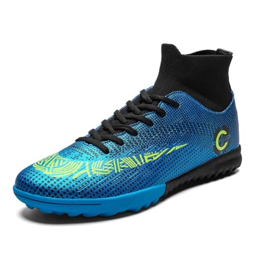 clofab Fussballschuhe Herren Damen Kunstrasen Turf Fußballschuhe Jugend Hallenschuhe Ground Outdoor Sportschuhe Für AG FG TF Fußball Trainingsschuhe (Blau/TF,45) von clofab