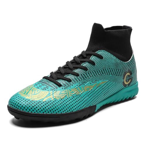 clofab Fussballschuhe Herren Damen Kunstrasen Turf Fußballschuhe Jugend Hallenschuhe Ground Outdoor Sportschuhe Für AG FG TF Fußball Trainingsschuhe (Grün/TF,42) von clofab