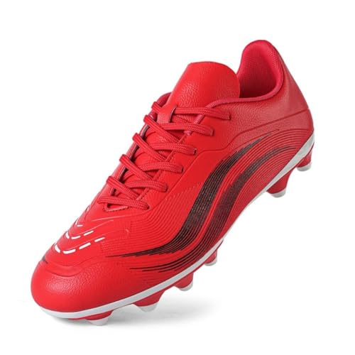 clofab Fussballschuhe Herren Damen Kunstrasen Turf Fußballschuhe Jugend Hallenschuhe Ground Outdoor Sportschuhe Für AG FG TF Fußball Trainingsschuhe (Rot/AG,36) von clofab