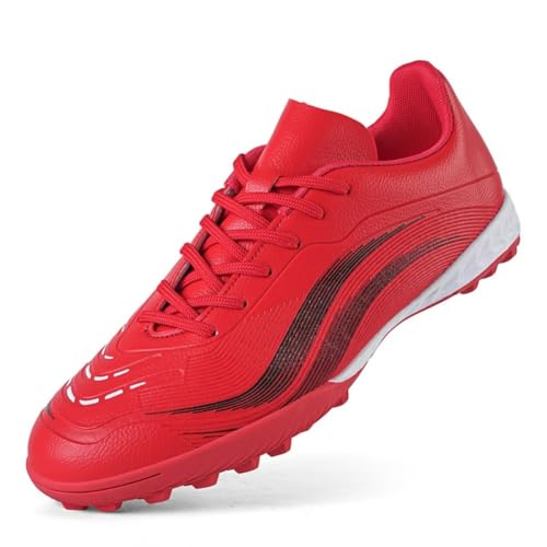 clofab Fussballschuhe Herren Damen Kunstrasen Turf Fußballschuhe Jugend Hallenschuhe Ground Outdoor Sportschuhe Für AG FG TF Fußball Trainingsschuhe (Rot/TF,45) von clofab